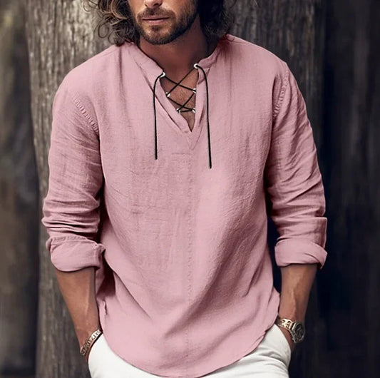 Leisure Tie Front Cotton Shirt