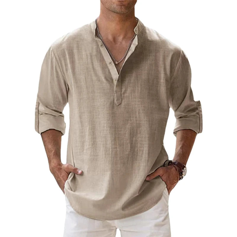 Cotton Linen Casual Long Sleeve Shirt