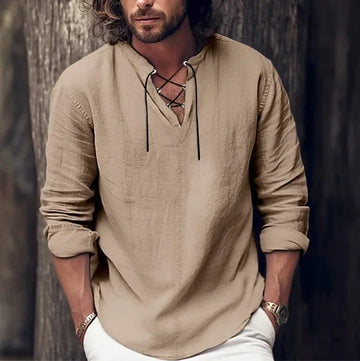 Leisure Tie Front Cotton Shirt